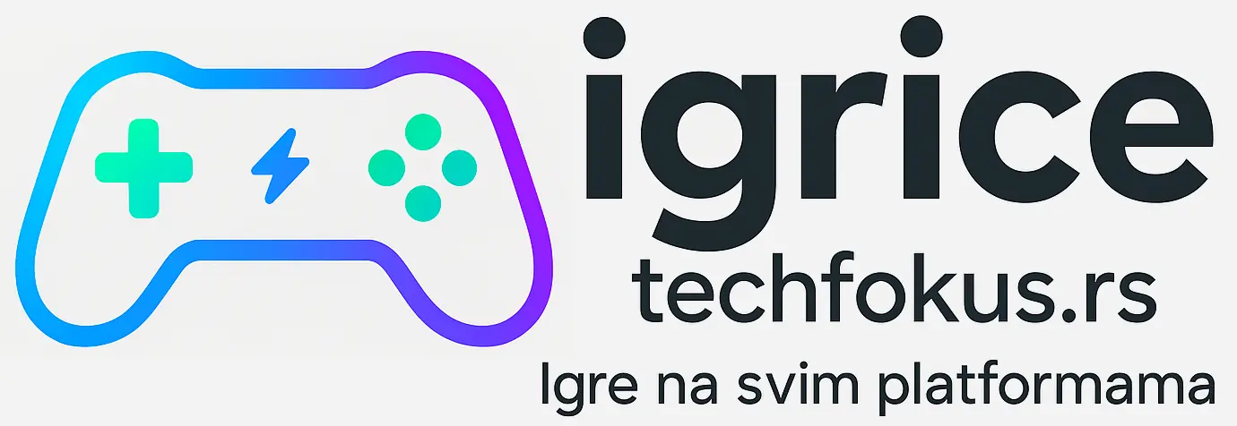 Logo sajta igrice.techfokus.rs sa kontrolerom i sloganom "Igre na svim platformama