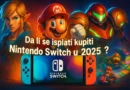 Promotivna ilustracija Nintendo Switch OLED konzole sa Joy-Con kontrolerima i popularnim naslovima igara u pozadini