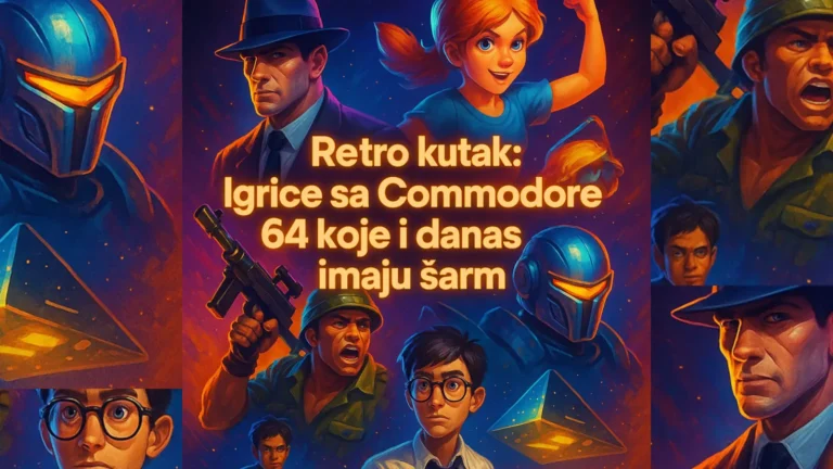Retro likovi iz C64 igara kao što su Impossible Mission, Turrican i Commando sa natpisom "Retro kutak: Igrice sa Commodore 64 koje i danas imaju šarm